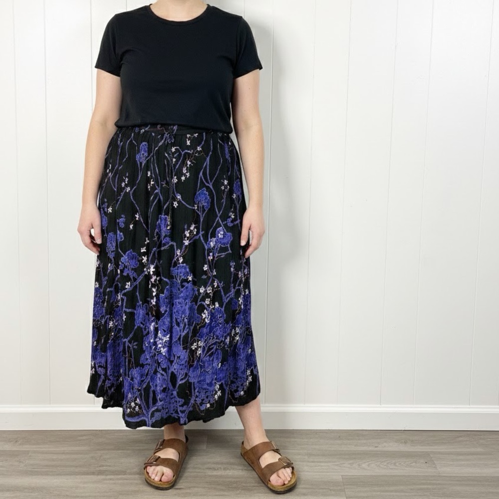 Vintage High Waisted Flowy Cottagecore Skirt Midi Broomstick Peasant Size XL